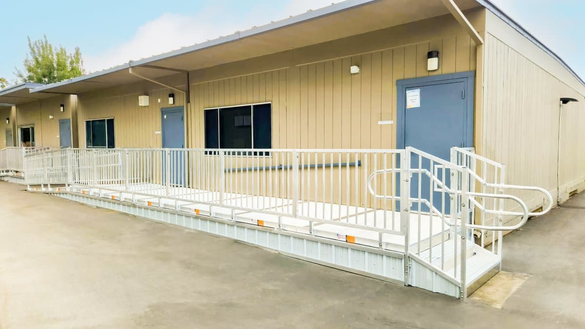 Heavy-duty aluminum ramp system at a commercial property