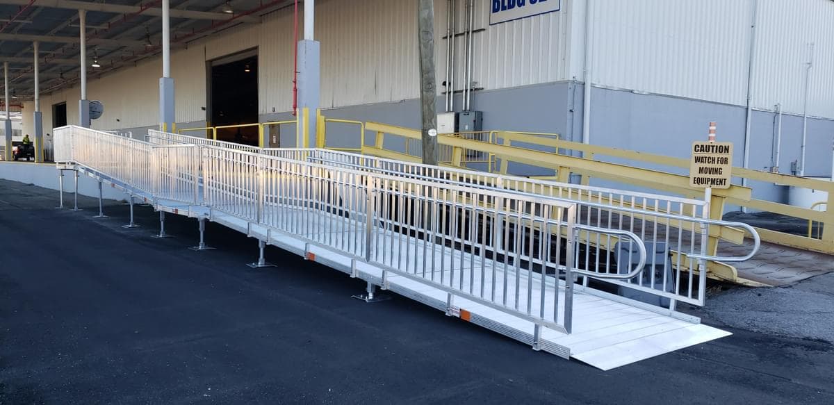 Rampit USA commercial ramp system with platform at a business entry