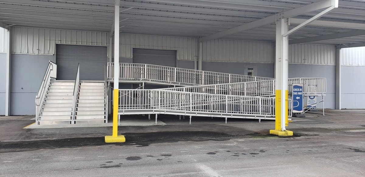 Modular aluminum ramp installed at a commercial property for ADA compliance