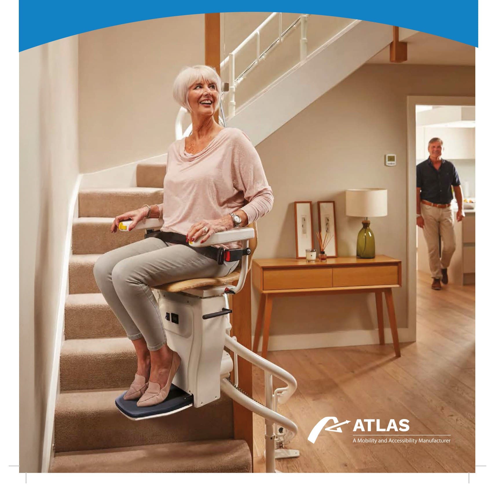 Infinity Atlas curved stair lift in residential home setting